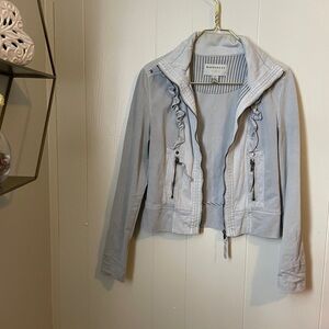 Anthropologie Gray Blazer with Standing Collar and Zipper Closure